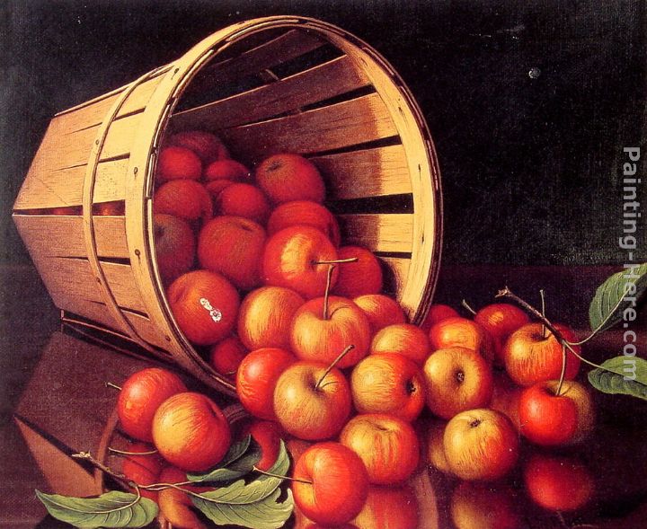 Apples tumbling from a basket painting - Levi Wells Prentice Apples tumbling from a basket art painting